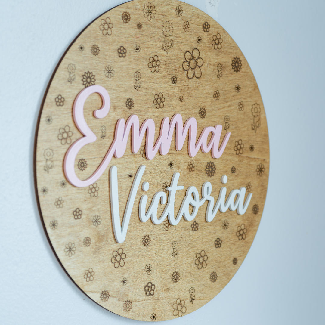 ROUND CUSTOM WOODEN ROOM NAME SIGN